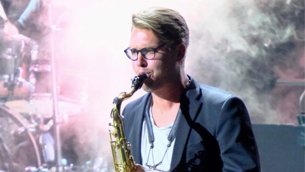 A person playing saxophone